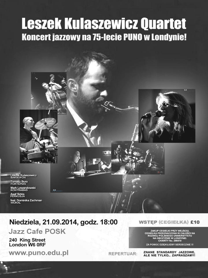 Leszek Kulaszewicz Quartet na 75-lecie PUNO KONCERT JAZZOWY w Jazz Cafe POSK